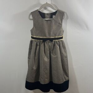 Perfectly Dressed Sleeveless Black and Gold Checkered Dress, Size 5